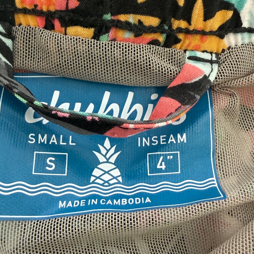 Chubbies Mens Swim Trunks Small 4" Inseam Tropical Floral Toucan Black Pink S - Picture 5 of 5